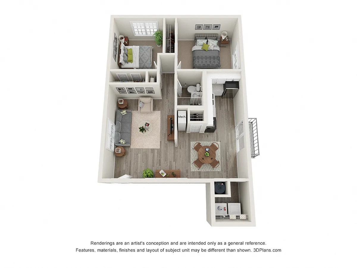 Floor plan 2 Bedroom, 1 Bathroom