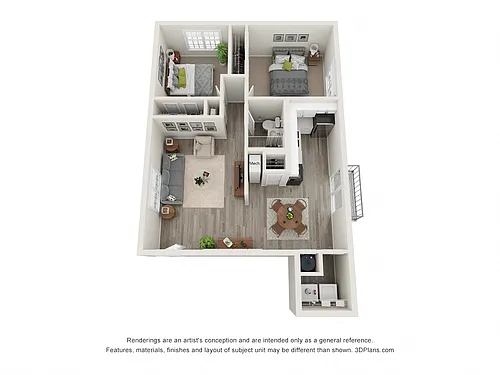 Floor plan 2 Bedroom, 1 Bathroom