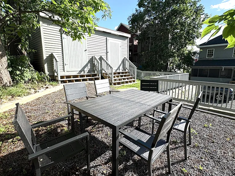 Tenant Storage Shed and Outdoor Dining Area