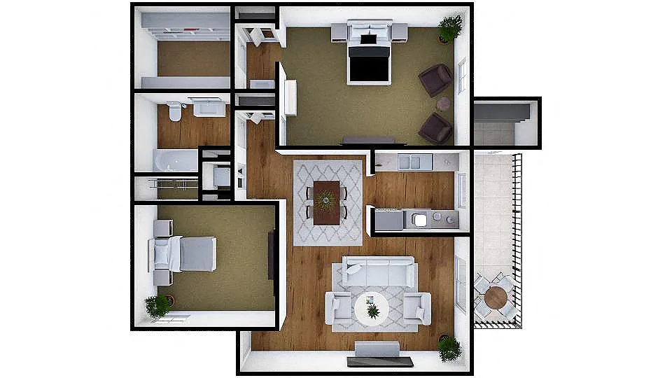 Floor plan Two Bedroom One Bath