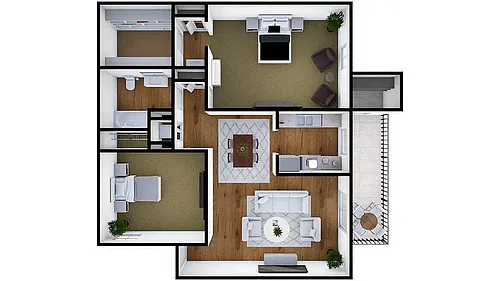 Floor plan Two Bedroom One Bath