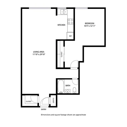 Floor plan University South 1 Bed and 1 Bath