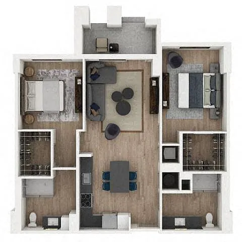 Floor plan 2 Bed/2 Bath-2B1.1