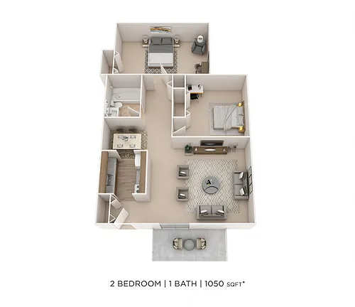 Floor plan Two Bedroom- 1,050 sqft