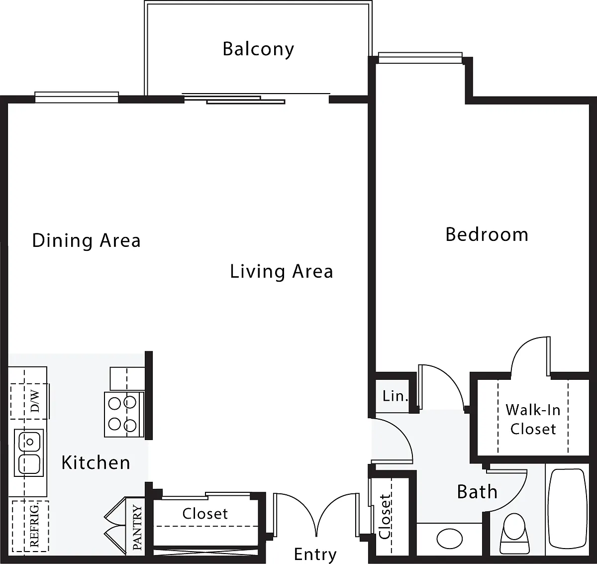 Floor plan 1 Bedroom G - No W/D