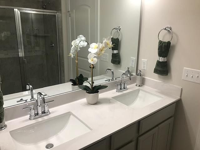 Double sinks in master bath.