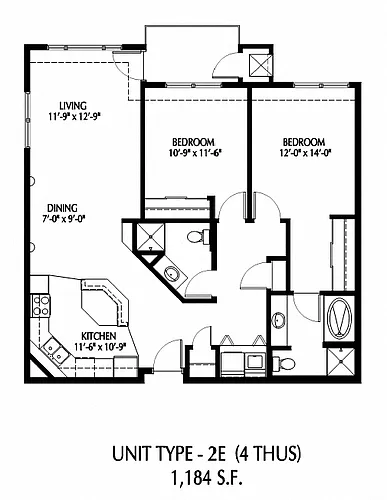 Floor plan Two Bedroom - E