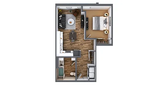 Floor plan 1 Bed 1 Bath C