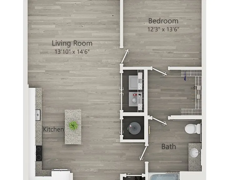 Novel NoDa - A3-1 Beds-1 Bath-750 Sq.Ft.