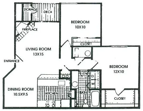 Floor plan Highline Terrace 2 Bedroom 1 Bath