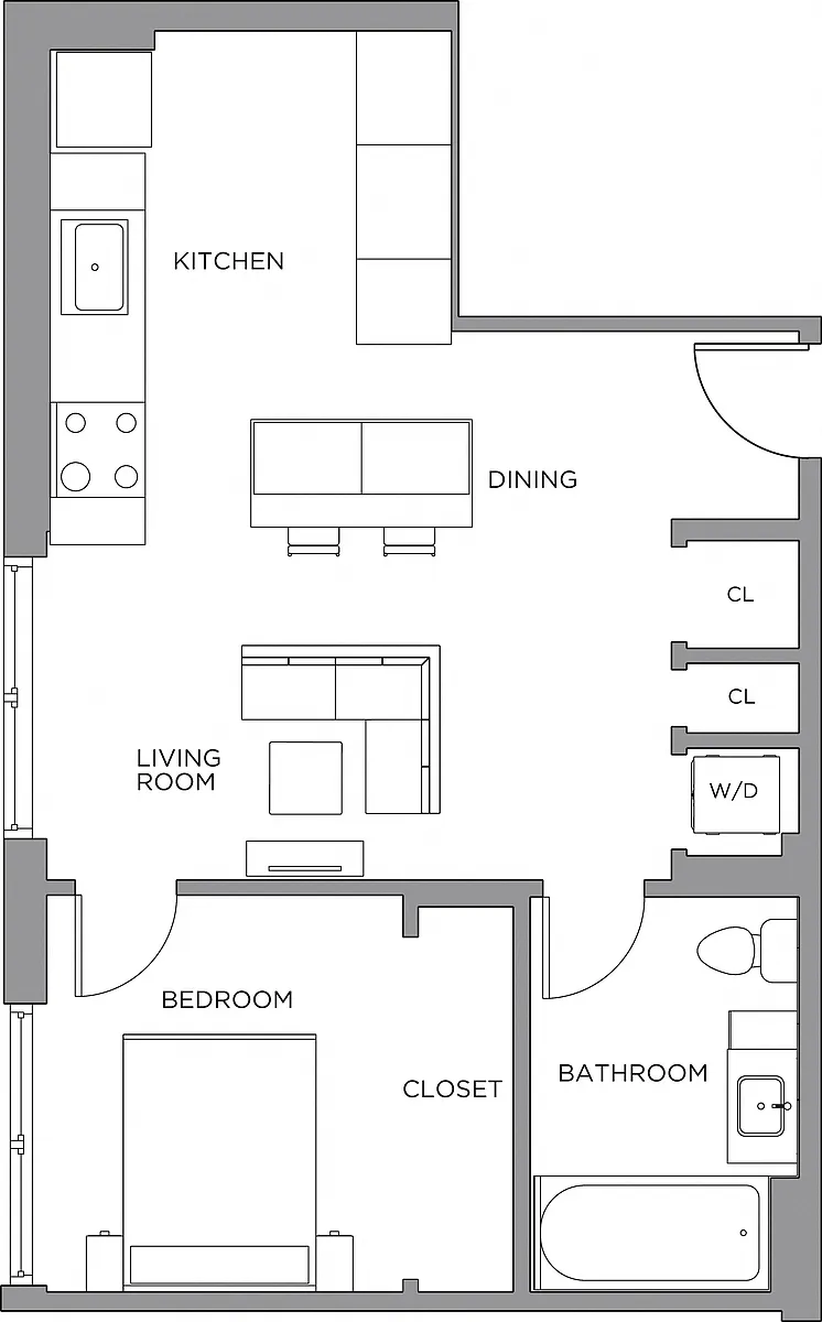 Floor plan 1 Bed/1 Bath-675c