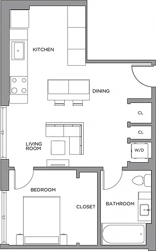 Floor plan 1 Bed/1 Bath-675c