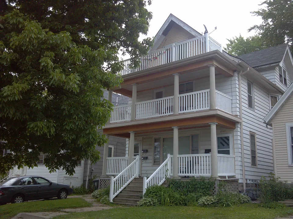 Front of building. this apartment is the top floor
