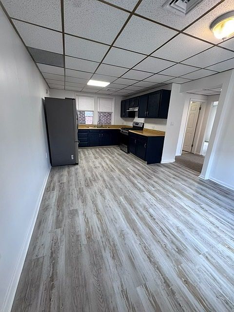 Dining space and kitchen