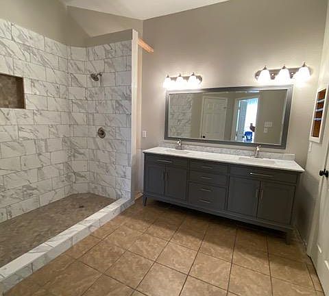New Remodeled Master Bathroom. Seamless shower doors to be installed.