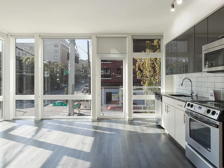 Kitchen with Stainless Steel Appliances and Hard Surface Flooring