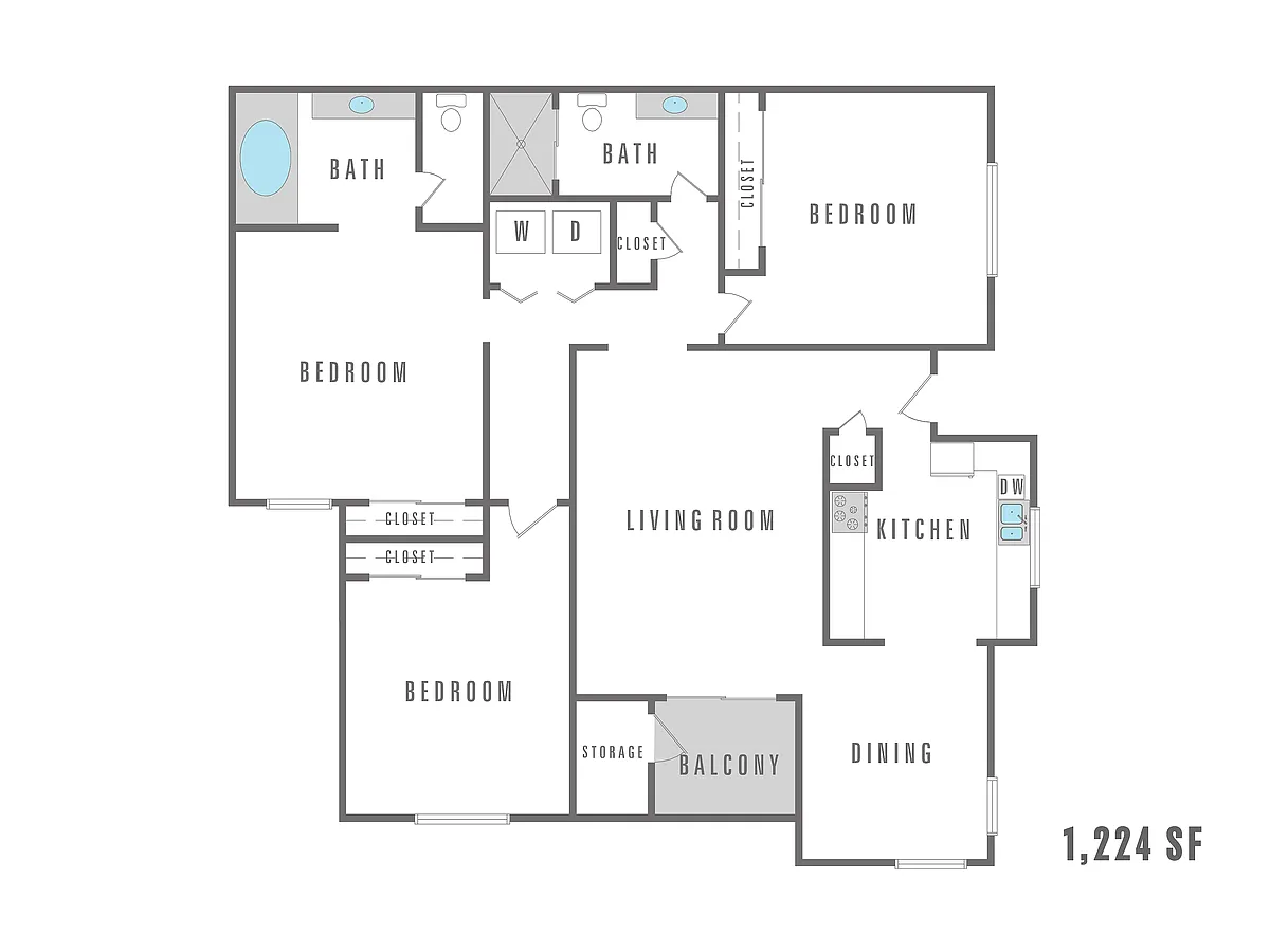 Floor plan 3 Bedroom 2 Bath