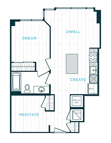 Floor plan 1 Bed/1 Bath Den sl-ad02