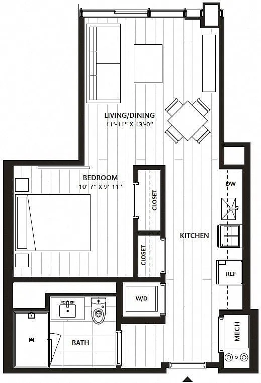 Floor plan 1 Bed/1 Bath-A2