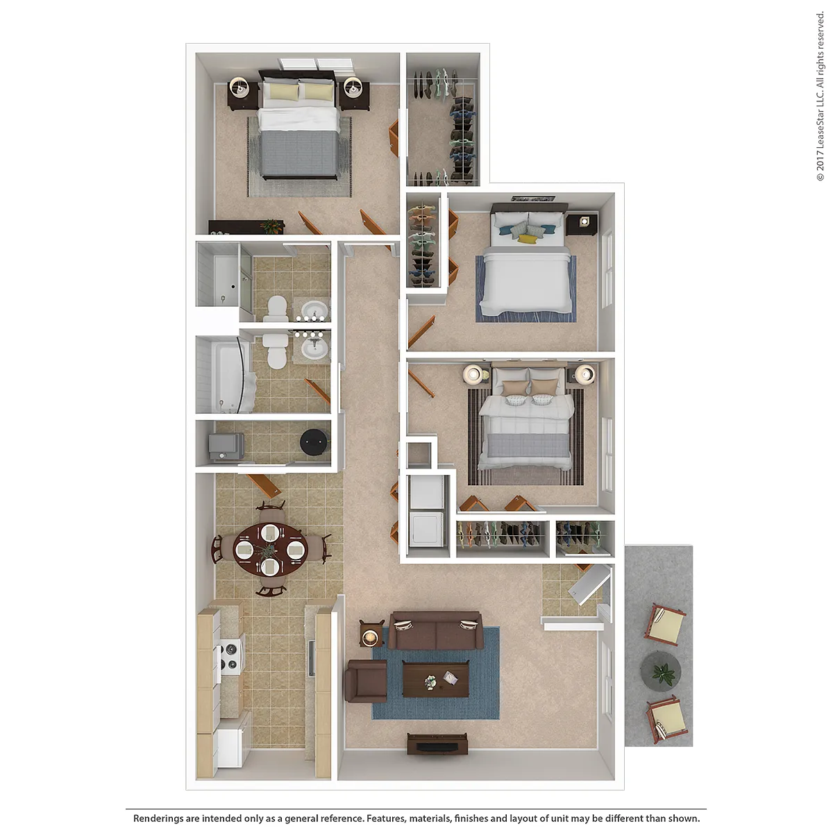 Floor plan Three-Bedrooom Ranch