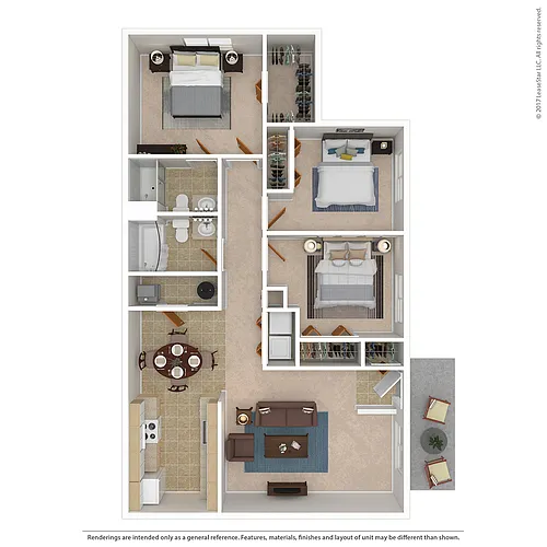Floor plan Three-Bedrooom Ranch