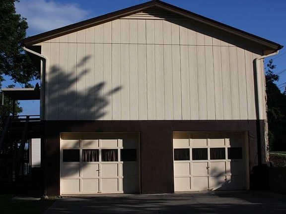 Large two-car garage.