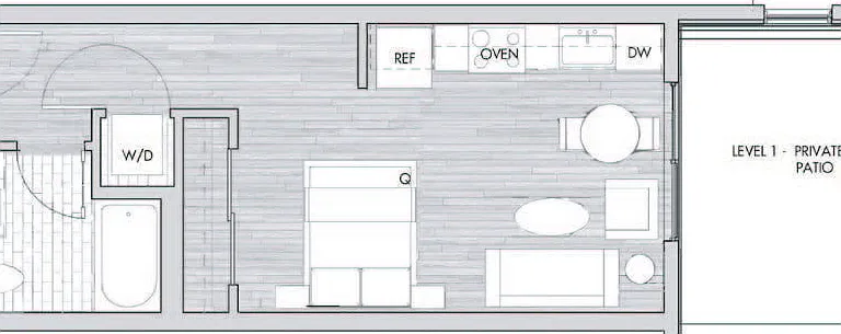 Explore a stylish living space with a private patio and modern amenities. Explore a stylish living space with a private patio and modern amenities.