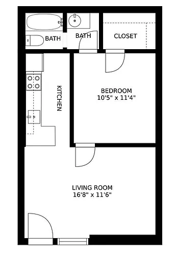 Floor plan 1 Bed/1 Bath