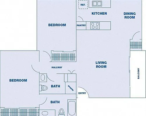 Floor plan 2 Bedroom/ 2 Bath