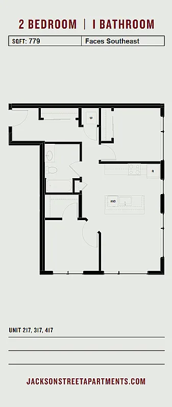 Floor plan 2 Bedroom 1 Bath