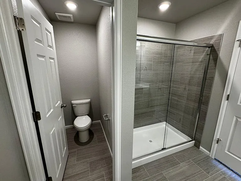 Master bathroom shower and toilet