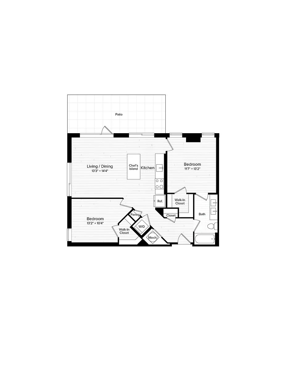 Floor plan C09 Two bedroom One Bath