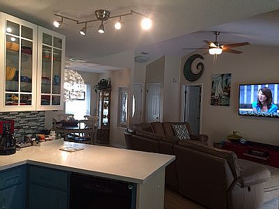 Kitchen overlooking living 