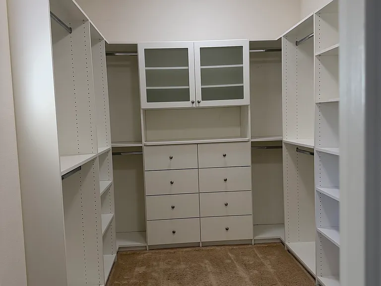 Finished walk-in master closet