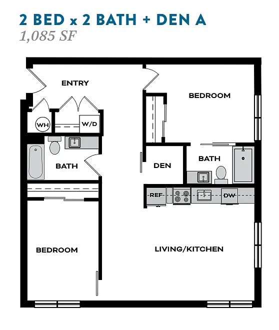 Floor plan 2 bedroom plus den