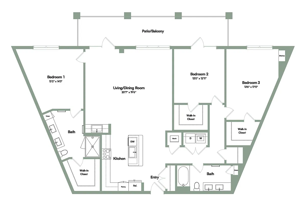 Floor plan The Grand | 3 Bed | 2 Bath