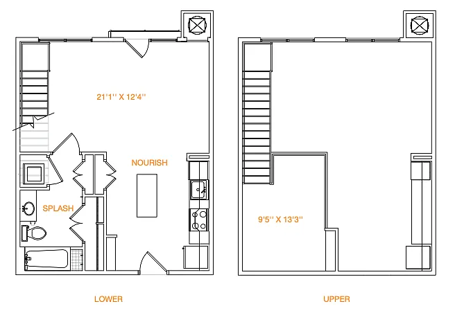 Floor plan 1x1 748 sf Loft Classic (A6 Loft)