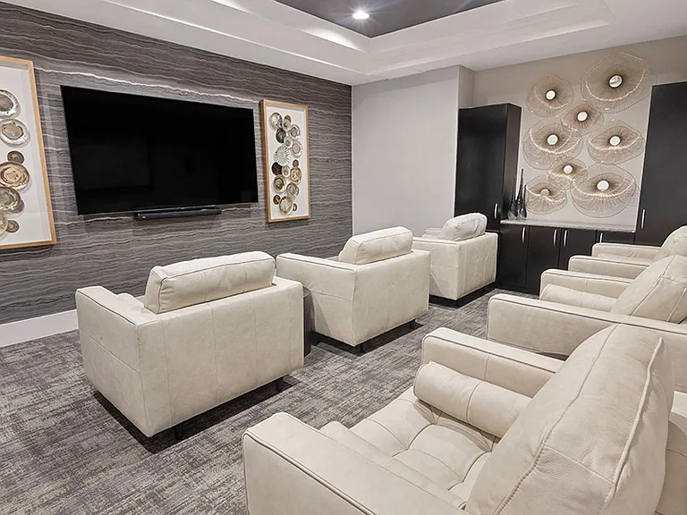 Private screening room for movie night or sporting events