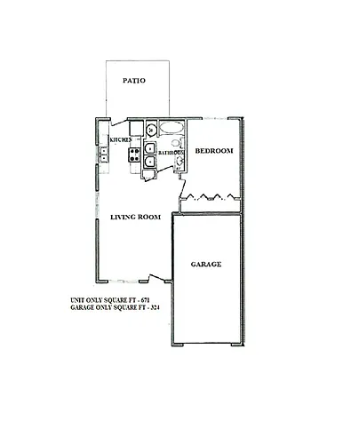 Floor plan 1 Bed Single Level Patio Home