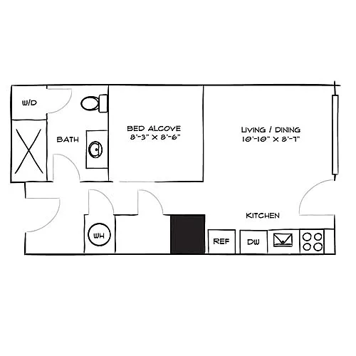 Floor plan Design EA Jr. 1-Bed