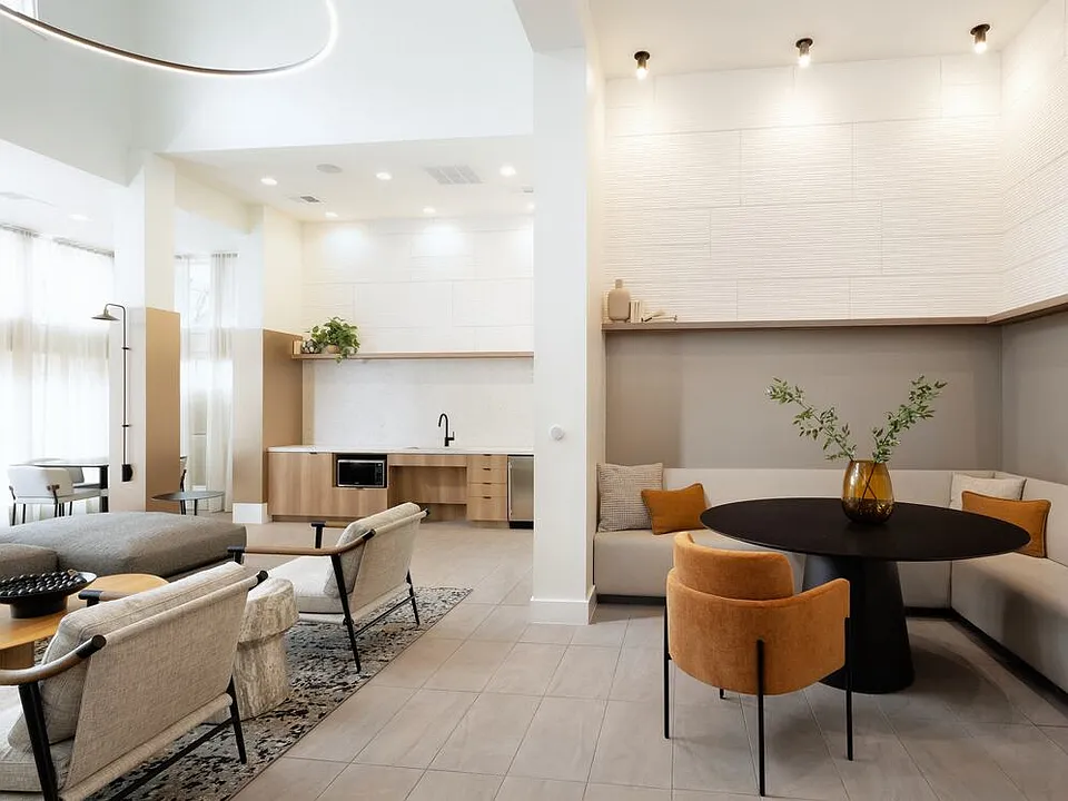 Resident lounge with kitchenette and seating