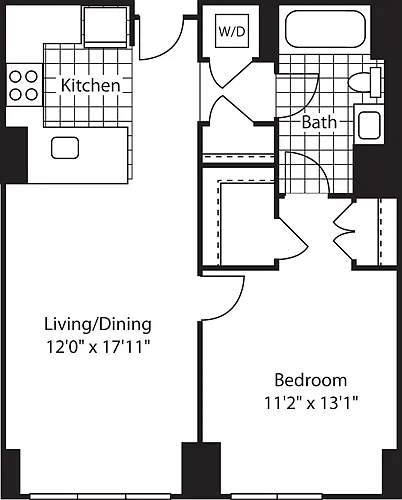 Floor plan 1 Bed (North)- 714