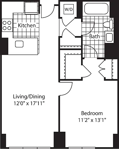 Floor plan 1 Bed (North)- 714