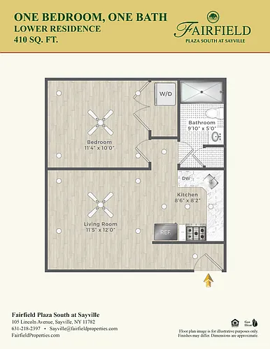Floor plan One Bedroom Lower Residence