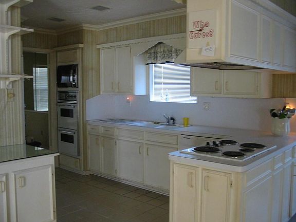 Kitchen with white cabinets