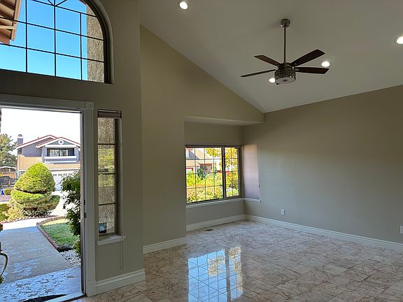 Living Room - Chandelier Fan with Recess lights, marble floor