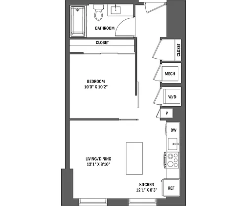 Floor plan Junior 1 Bed | The Theo I - V