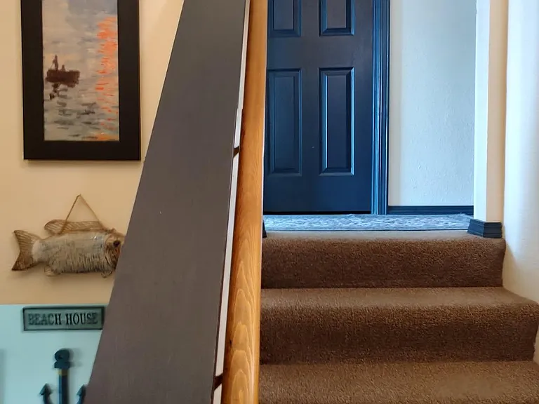 Coming up the stairs