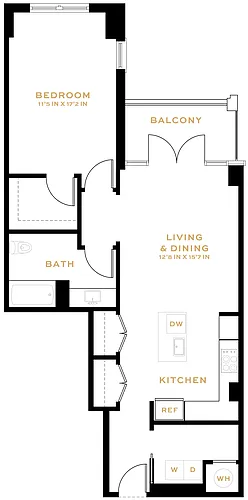 Floor plan 1 Bedroom - 1 Bath | A04