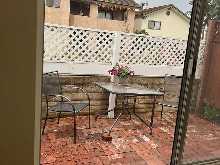 Front window view in living room.